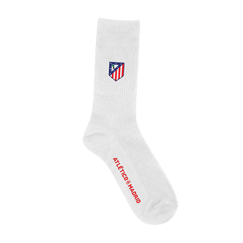 White Embroidered Crest Socks image number null